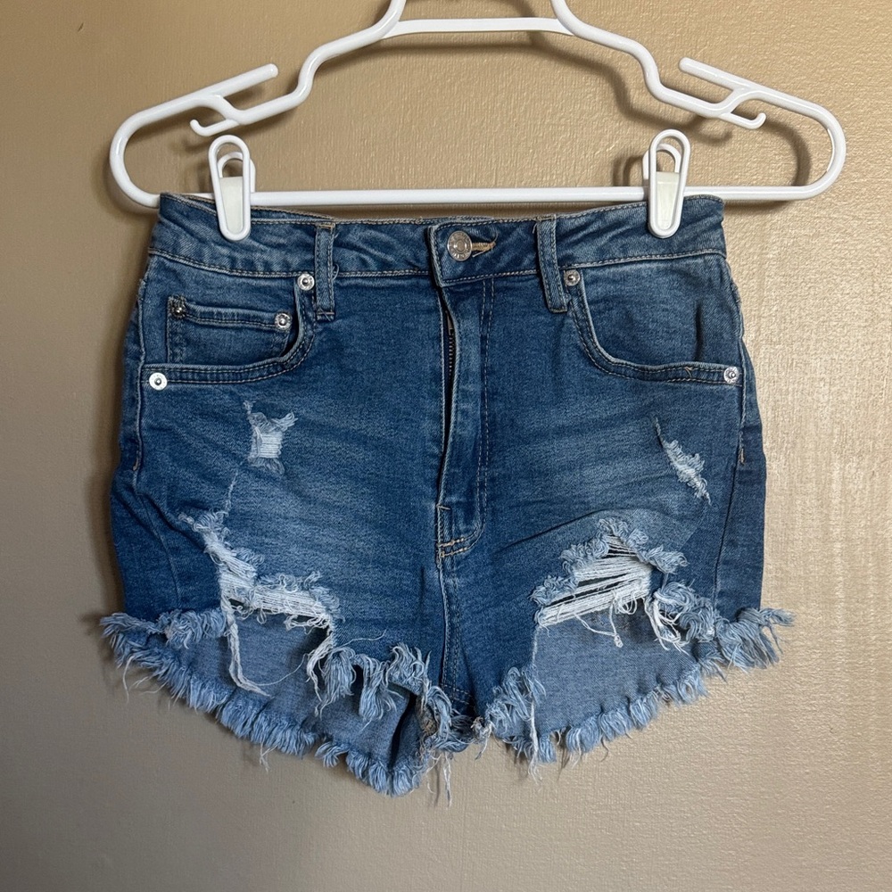 Love Tree Blue Distressed Jean Shorts